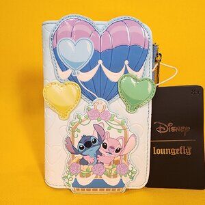Loungefly Disney Lilo & Stitch Angel & Stitch Hot Air Balloon Flap Wallet NEW